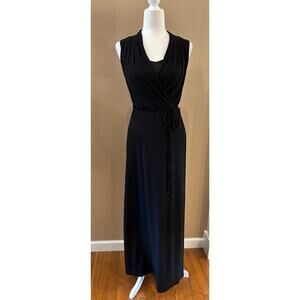 White House Black Market V-neck Black Maxi Dress, Size 8